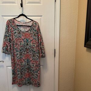 Soft Surroundings Multicolor Patterned Midi Dress